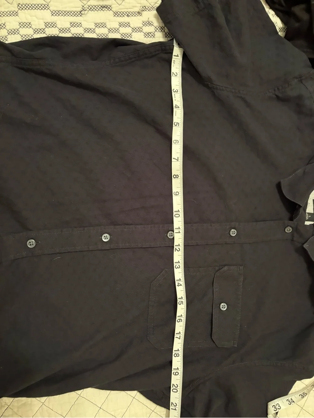 Banana Republic Oxford Black Short-Sleeve Button-Down Shirt L